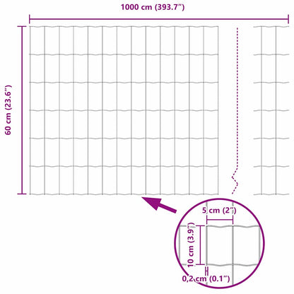Eurozaun Grau 0,6 x 10 m PVC-beschichtetes Eisen