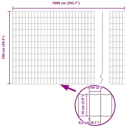Eurozaun Grau 1 x 10 m PVC-beschichtetes Eisen