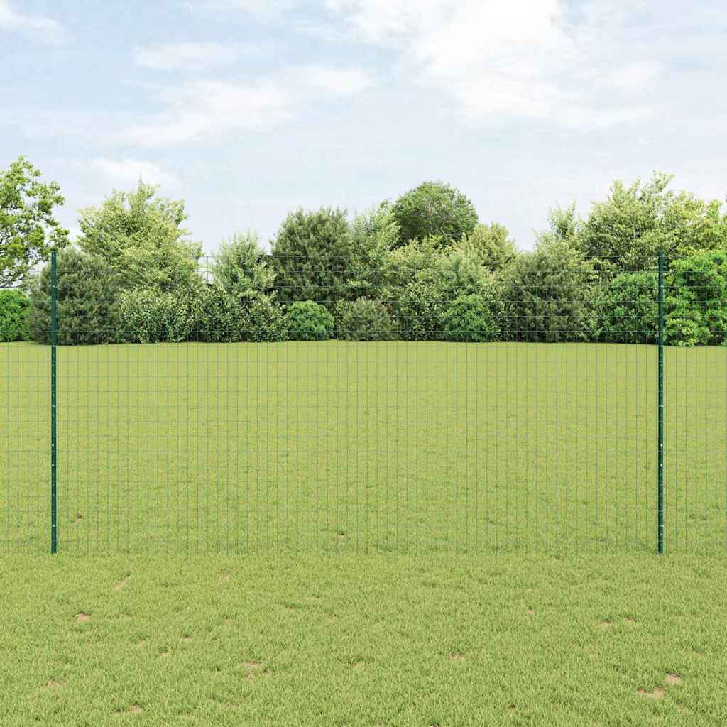 Zaun mit Pfosten Grün 1,5 x 10 m Stahl und PVC