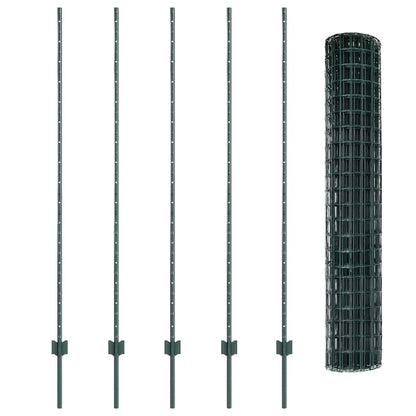 Zaun mit Pfosten Grün 1,5 x 10 m Stahl und PVC