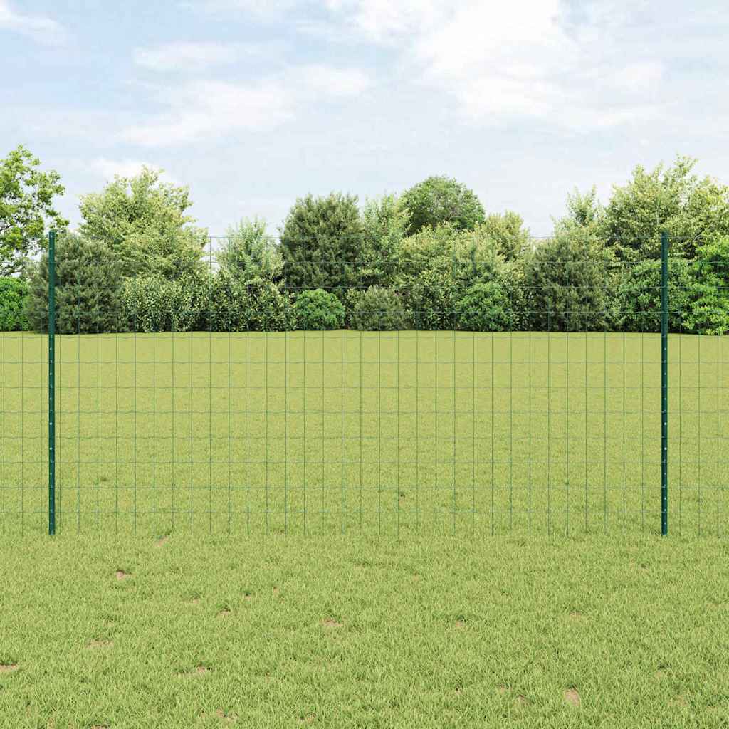 Zaun mit Pfosten Grün 1,2 x 10 m Stahl und PVC