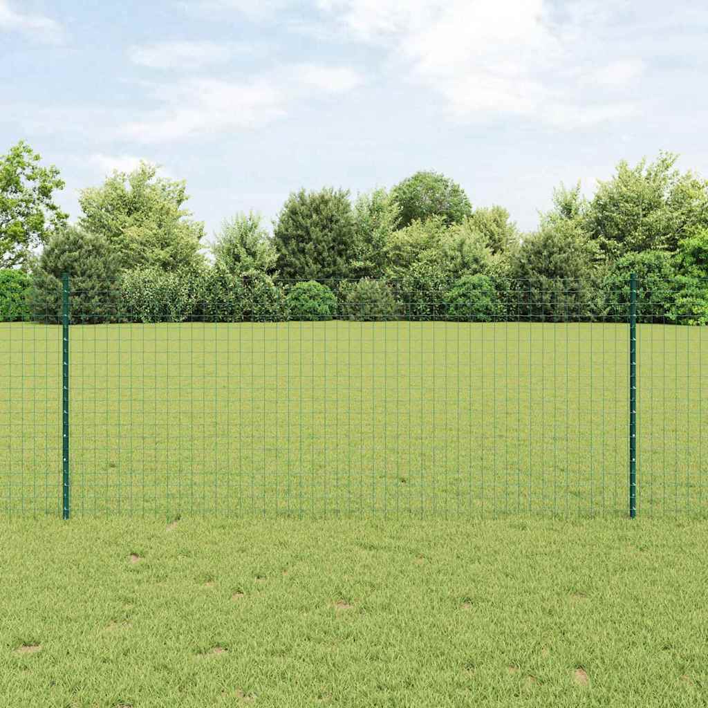 Zaun mit Pfosten Grün 1 x 25 m Stahl und PVC