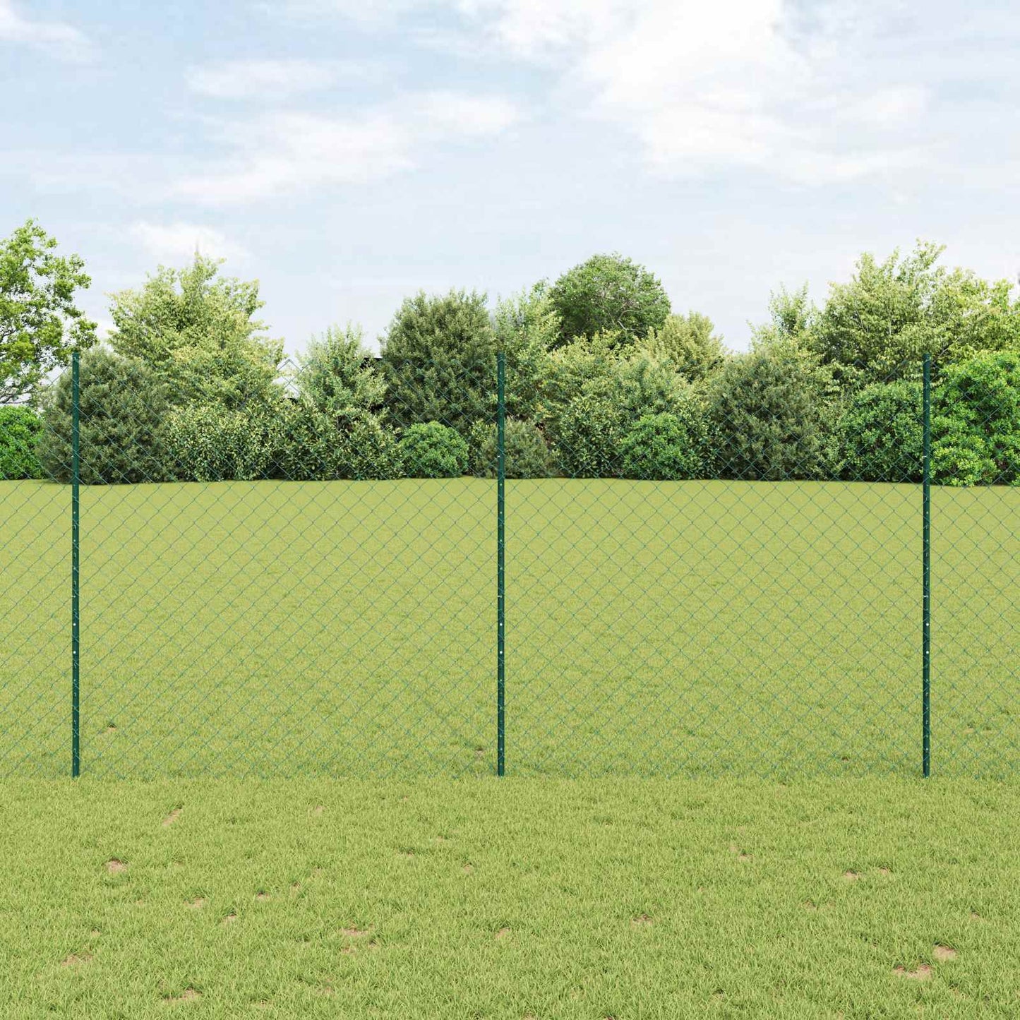 Zaun mit Pfosten Grün 1,6 x 10 m Stahl und PVC