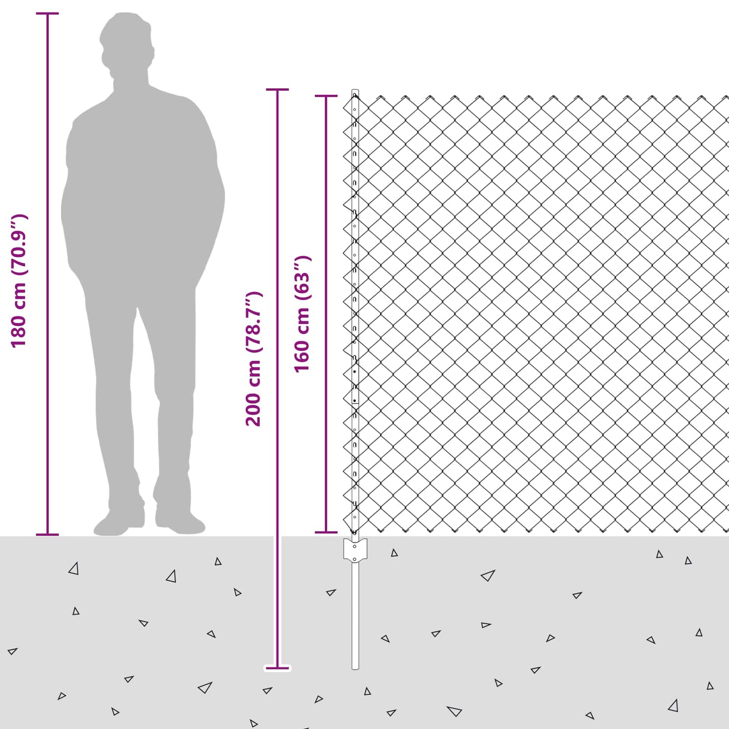 Zaun mit Pfosten Grün 1,6 x 10 m Stahl und PVC