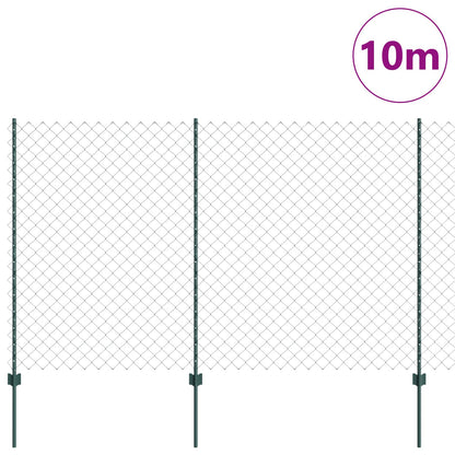 Zaun mit Pfosten Grün 1,6 x 10 m Stahl und PVC