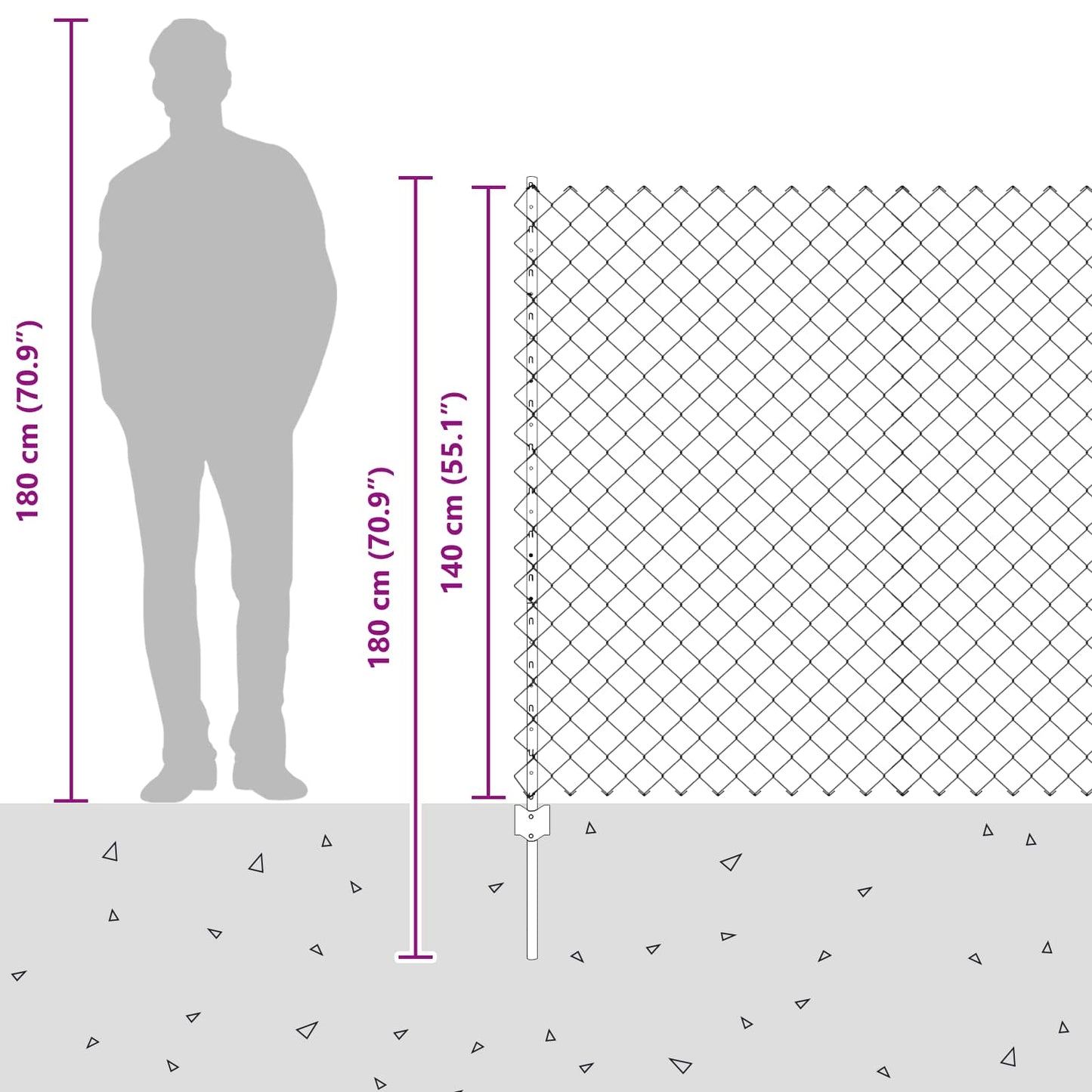 Zaun mit Pfosten Grün 1,4 x 25 m Stahl und PVC