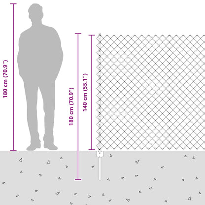 Zaun mit Pfosten Grün 1,4 x 25 m Stahl und PVC