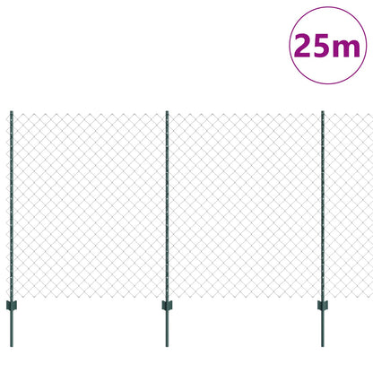 Zaun mit Pfosten Grün 1,4 x 25 m Stahl und PVC