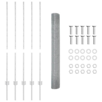 Zaun mit Pfosten Silber 1,2 x 10 m Stahl