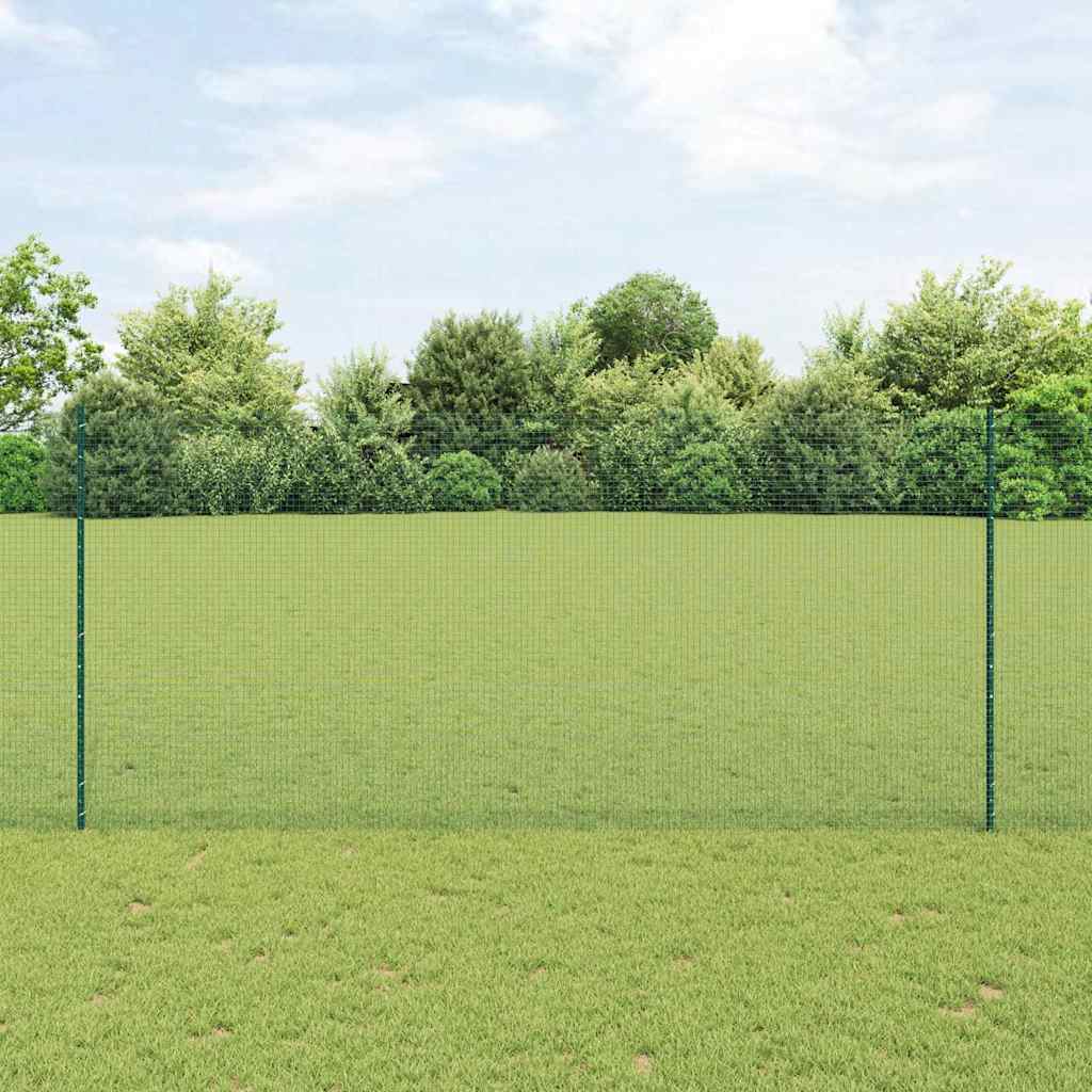 Zaun mit Pfosten Grün 1,4 x 10 m Stahl und PVC