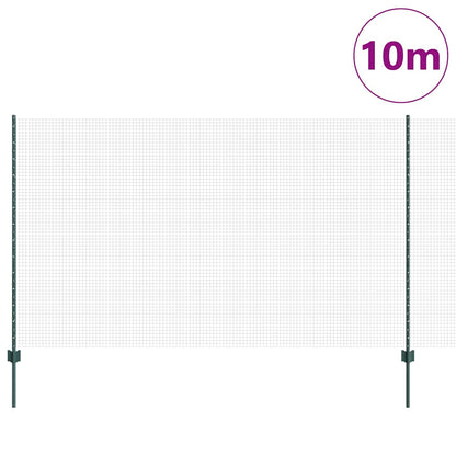 Zaun mit Pfosten Grün 1,4 x 10 m Stahl und PVC