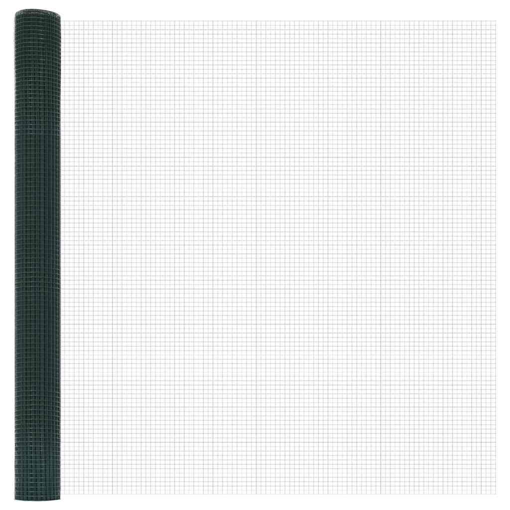 Zaun mit Pfosten Grün 1.6 x 25 m Stahl und PVC