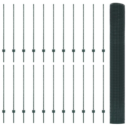 Zaun mit Pfosten Grün 1,2 x 50 m Stahl und PVC