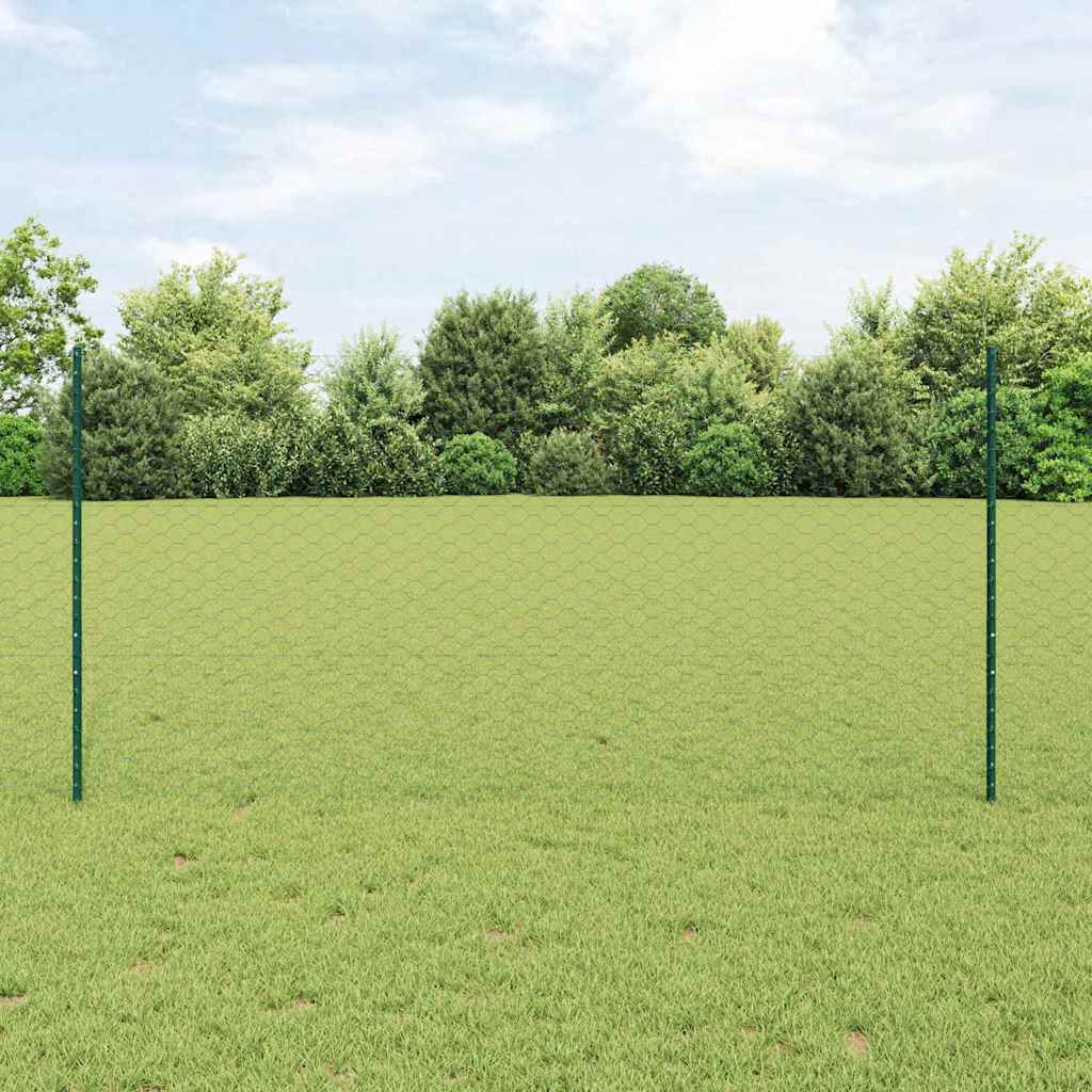 Zaun mit Pfosten Grün 1,2 x 10 m Stahl und PVC