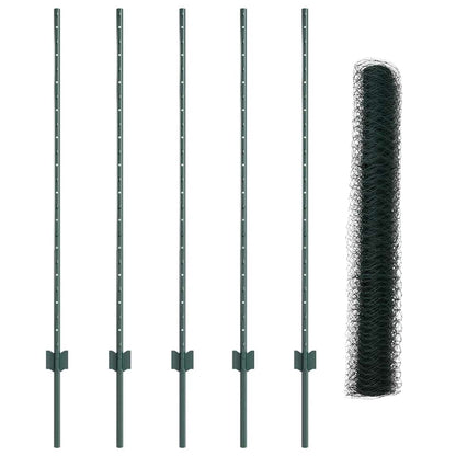 Zaun mit Pfosten Grün 1,2 x 10 m Stahl und PVC