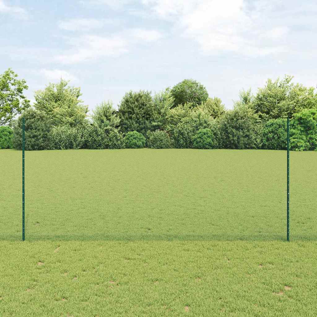 Zaun mit Pfosten Grün 1,4 x 10 m Stahl und PVC