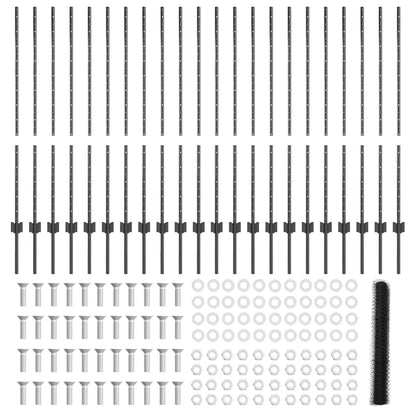 Zaun mit Pfosten Grau 1,2 x 50 m Stahl und PVC
