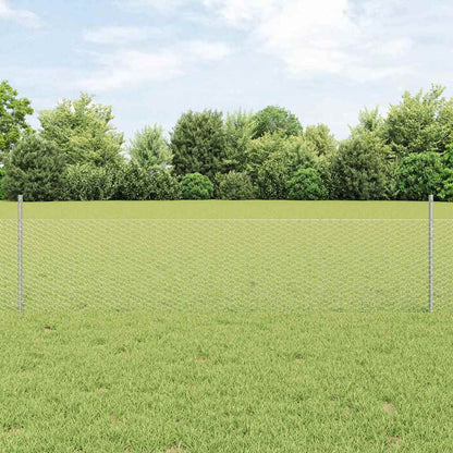 Zaun mit Pfosten Silber 0,5 x 10 m Stahl