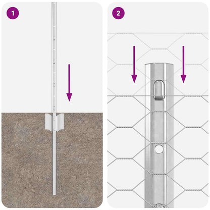 Zaun mit Pfosten Silber 0,6 x 10 m Stahl