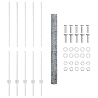 Zaun mit Pfosten Silber 1,4 x 10 m Stahl