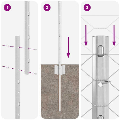Zaun mit Pfosten Silber 1,5 x 10 m Stahl