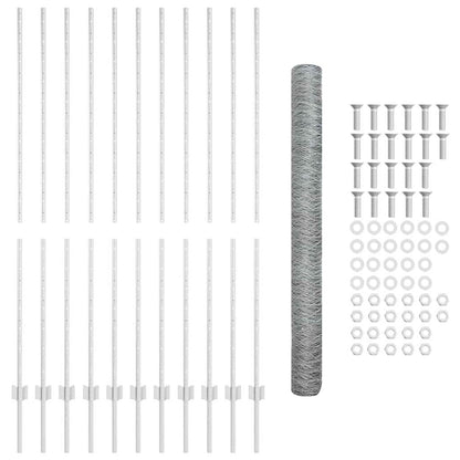 Zaun mit Pfosten Silber 1,5 x 25 m Stahl