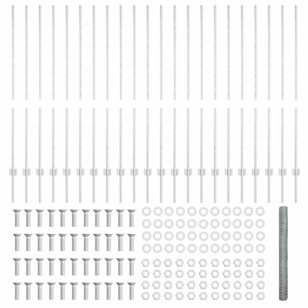 Zaun mit Pfosten Silber 1,4 x 50 m Stahl