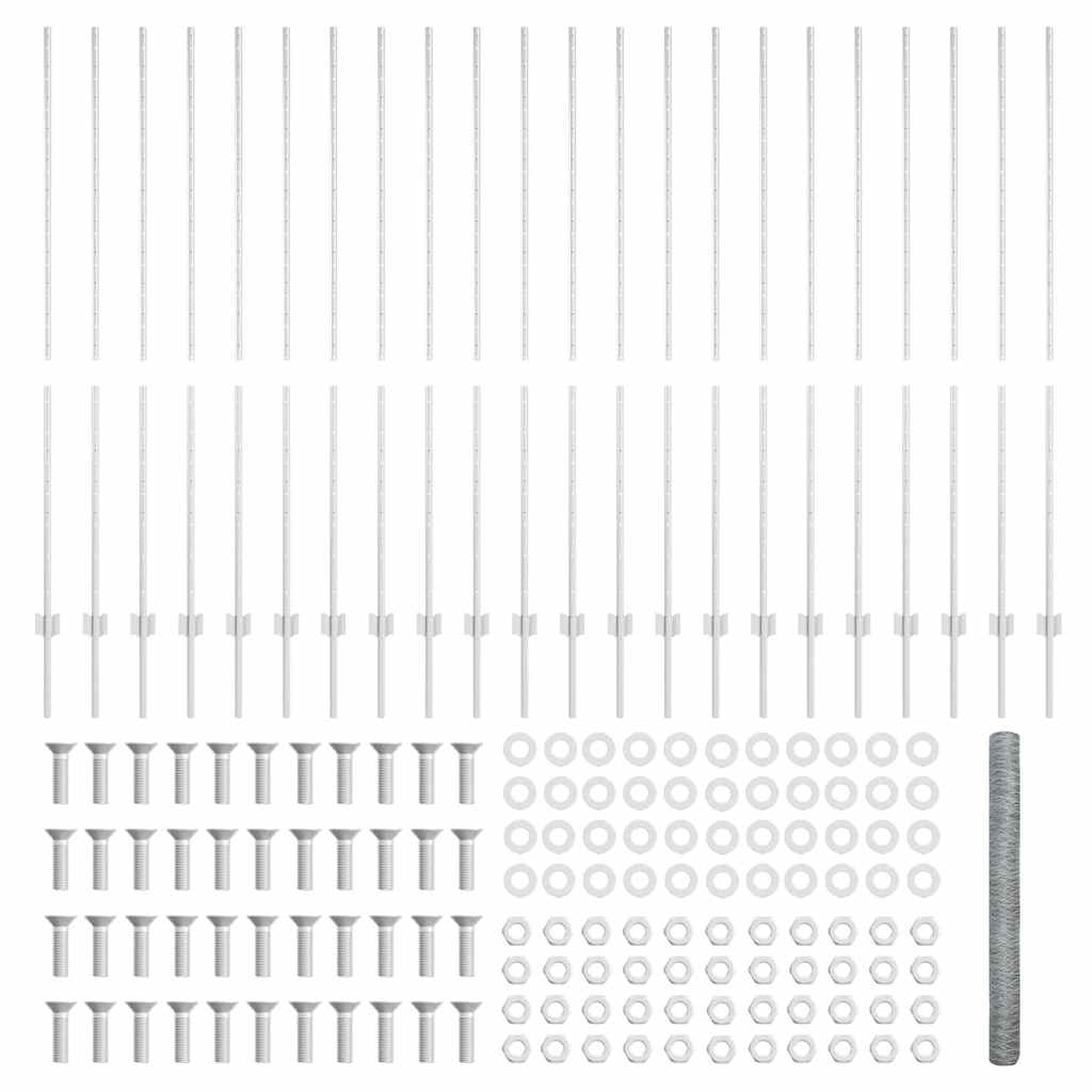 Zaun mit Pfosten Silber 1,5 x 50 m Stahl