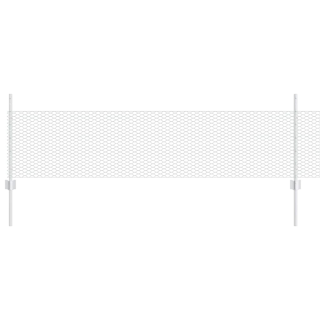 Zaun mit Pfosten Silber 0,5 x 100 m Stahl