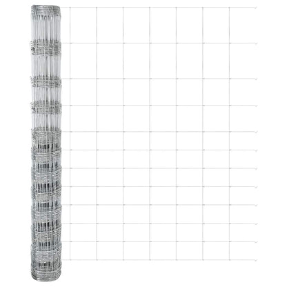 Zaun mit Pfosten Silber 1,4 x 25 m Stahl