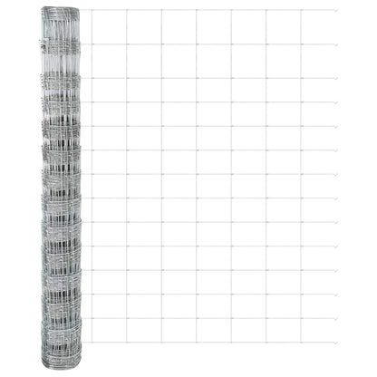 Zaun mit Pfosten Silber 1,4 x 50 m Stahl