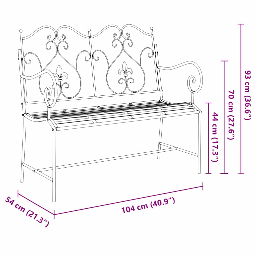 Gartenbank Antik Weiß 104 x 54 x 93 cm Stahl