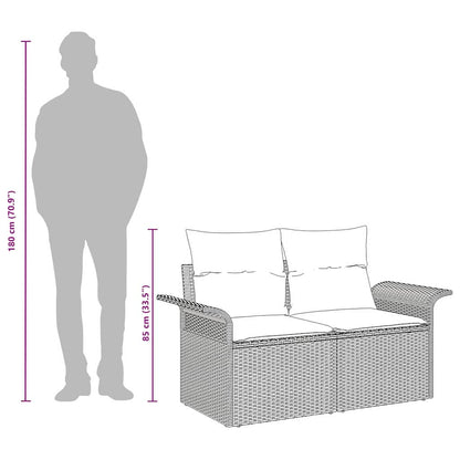 Gartensofa mit Kissen Grau 141 x 62 x 69cm Poly-Rattan