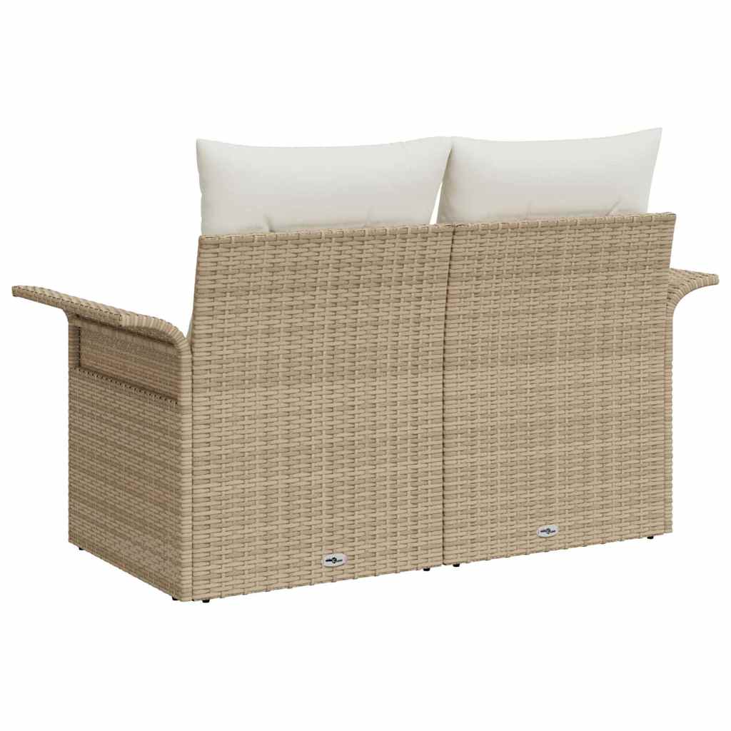 Gartensofa mit Kissen Beige 141 x 62 x 69cm Poly-Rattan