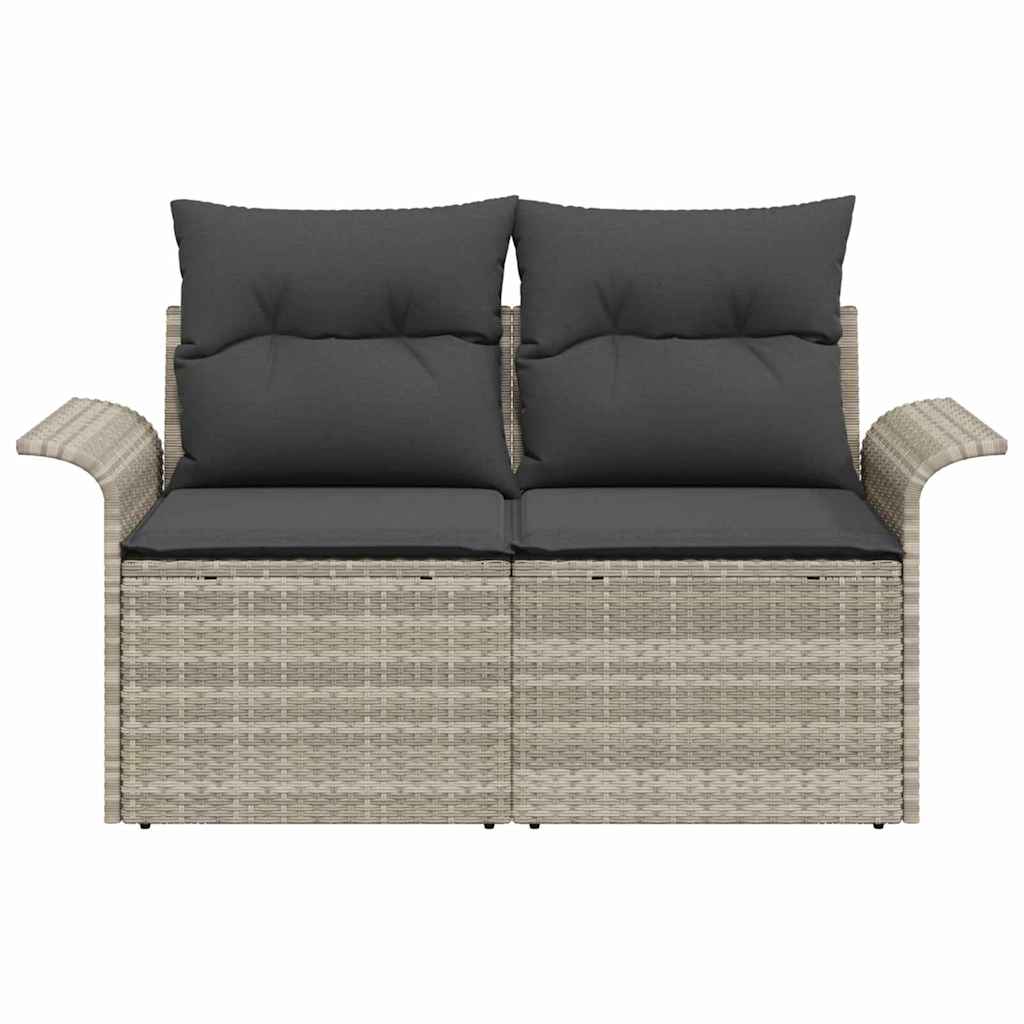 Gartensofa mit Kissen Hellgrau 141 x 62 x 69cm Poly-Rattan