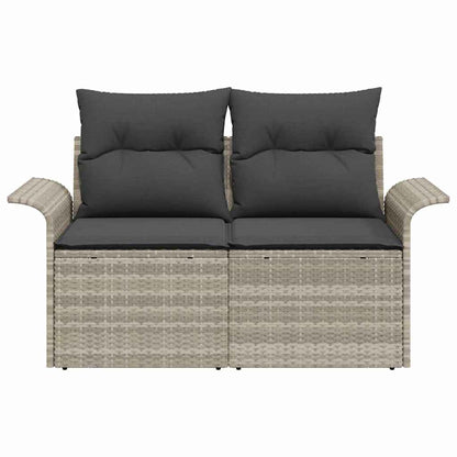 Gartensofa mit Kissen Hellgrau 141 x 62 x 69cm Poly-Rattan