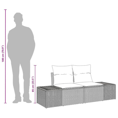 Gartensofa mit Kissen Grau 184 x 62 x 69 cm Poly-Rattan