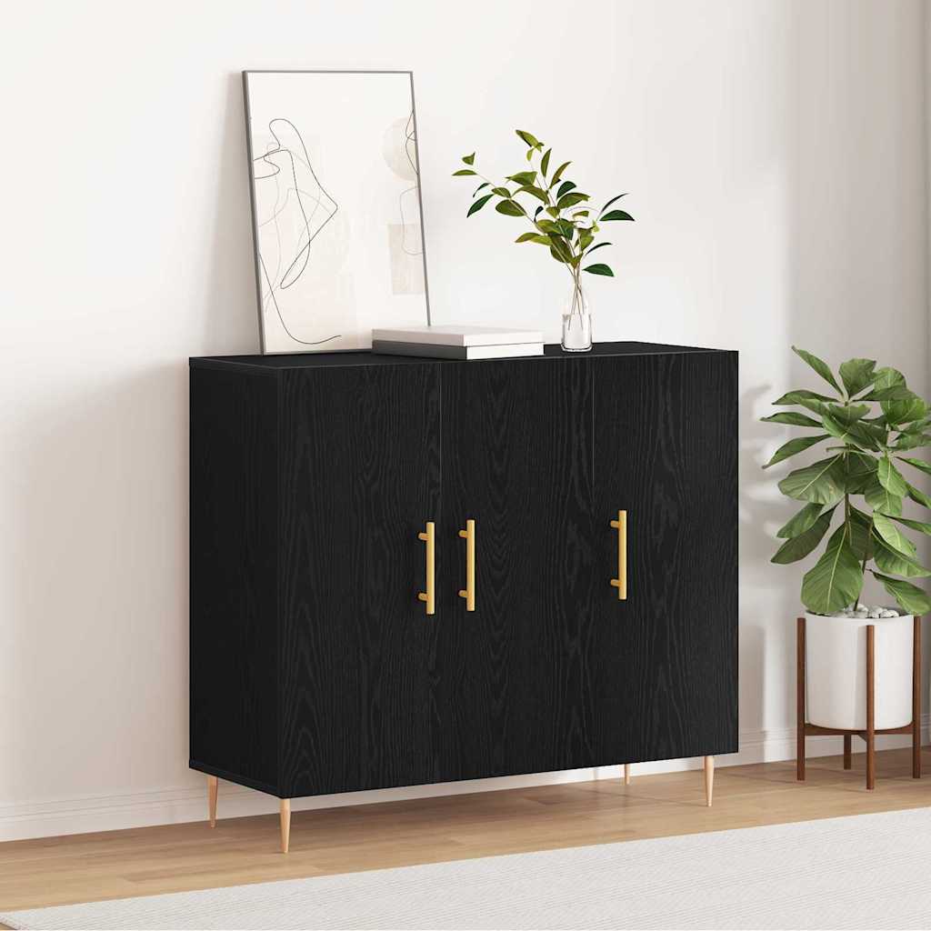 Sideboard Schwarz Eichen-Optik 90 x 34 x 80 cm Holzwerkstoff