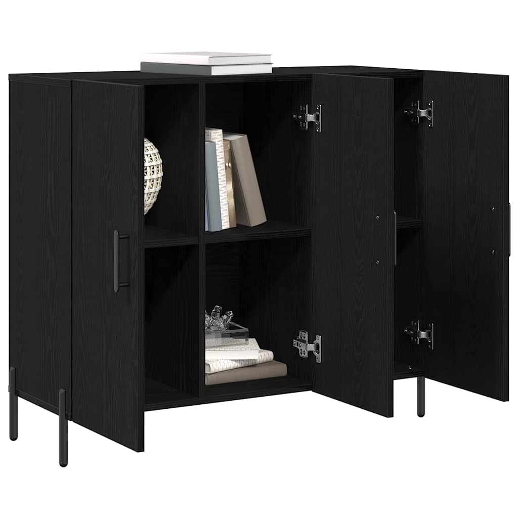 Sideboard Schwarz Eichen-Optik 90 x 34 x 80 cm Holzwerkstoff