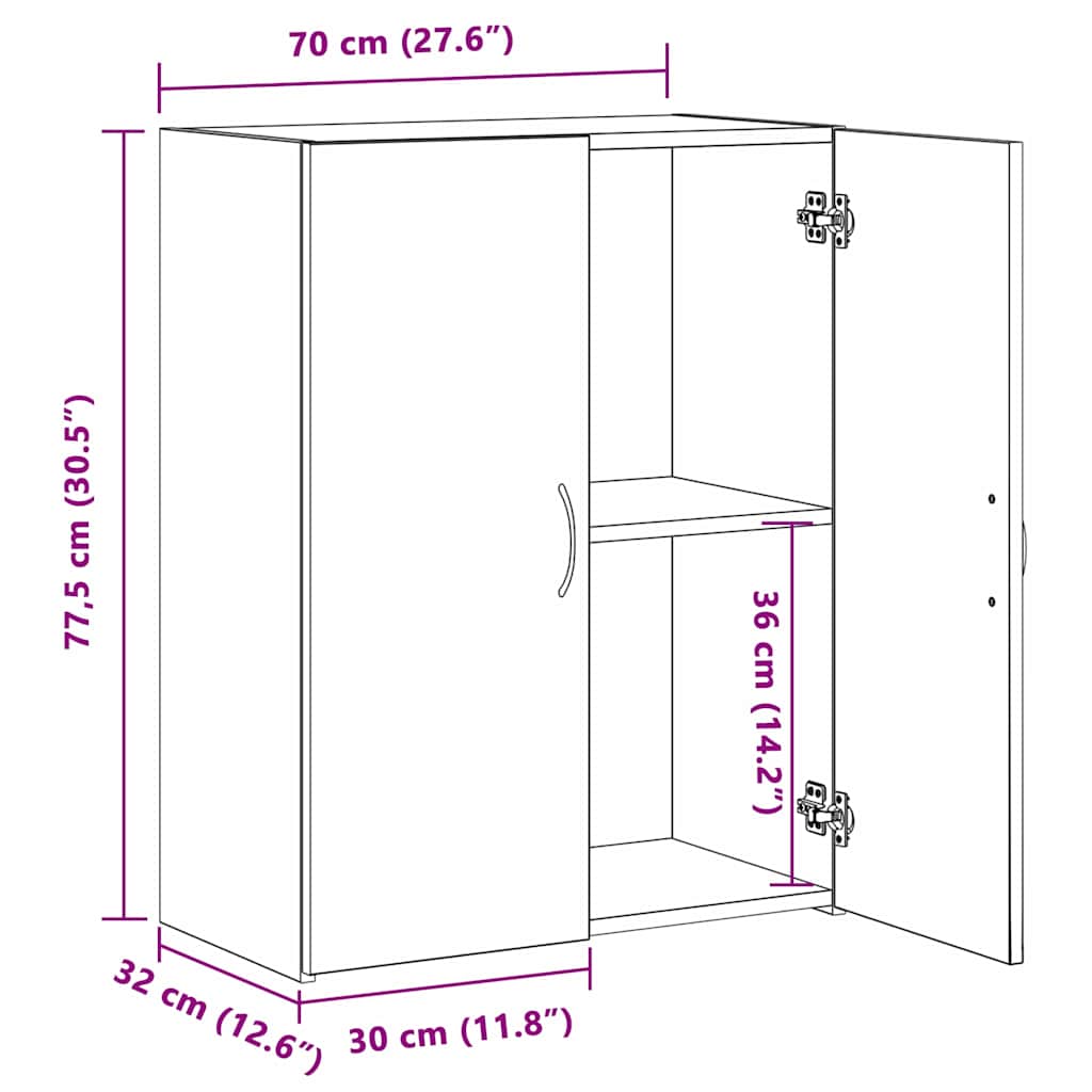 Büroschrank Artisan-Eiche 70 x 32 x 77.5 cm Holzwerkstoff