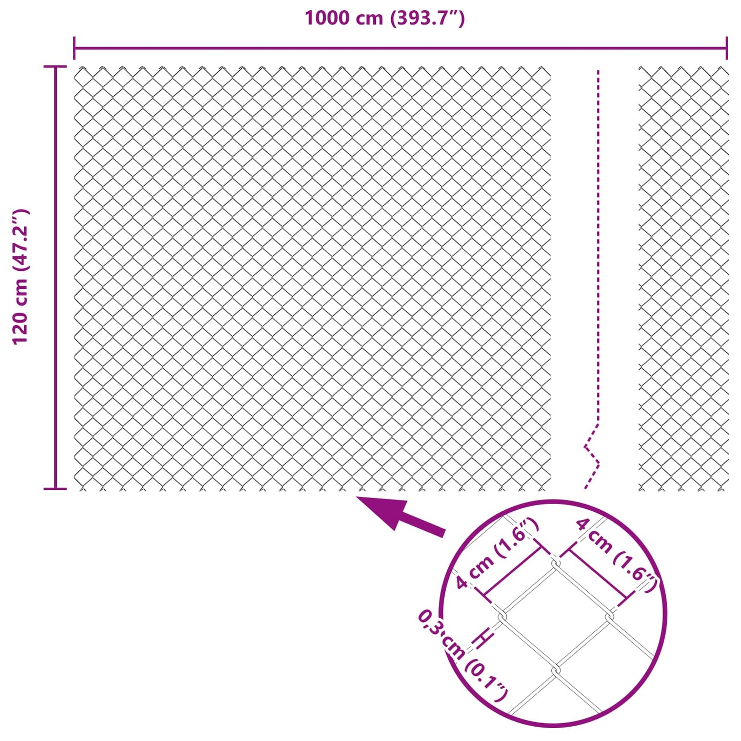 Kettenzaun Grün 10 x 1,2 m Stahl