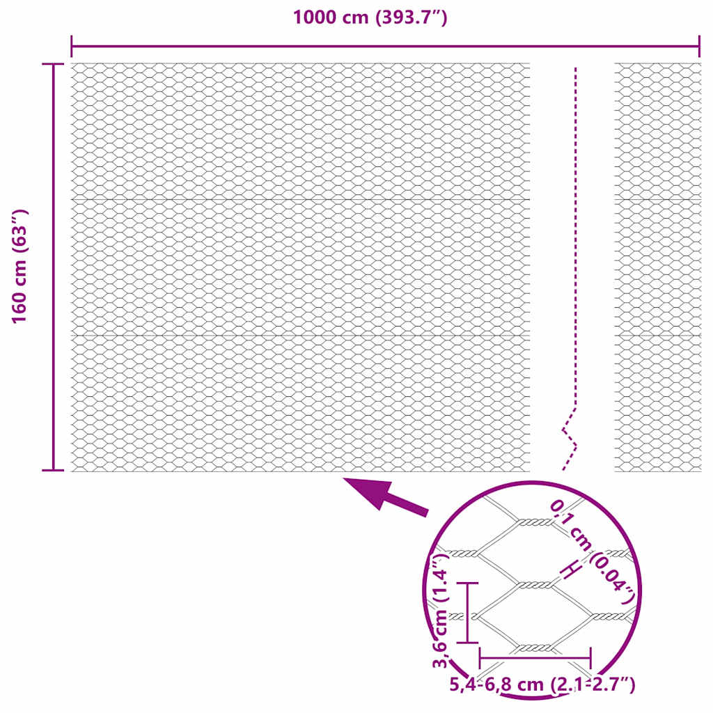 Hexagonzaun Grün 1,6 x 10 m PVC