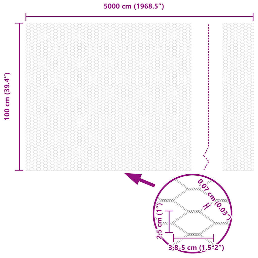 Hexagonzaun Grün 1 x 50 m PVC