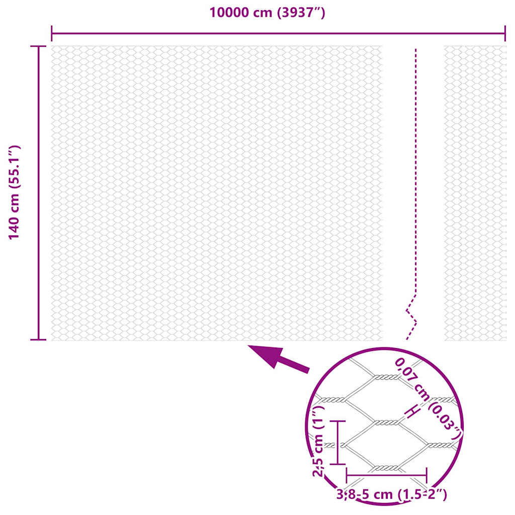 Hexagonzaun Grün 1,4 x 100 m PVC
