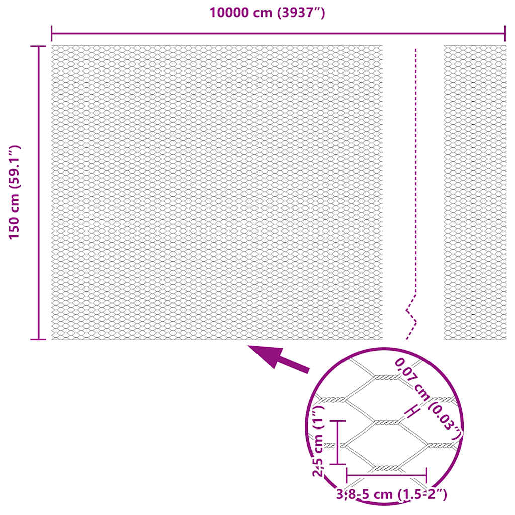 Hexagonzaun Grün 1,5 x 100 m PVC