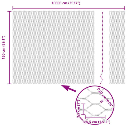 Hexagonzaun Grün 1,5 x 100 m PVC