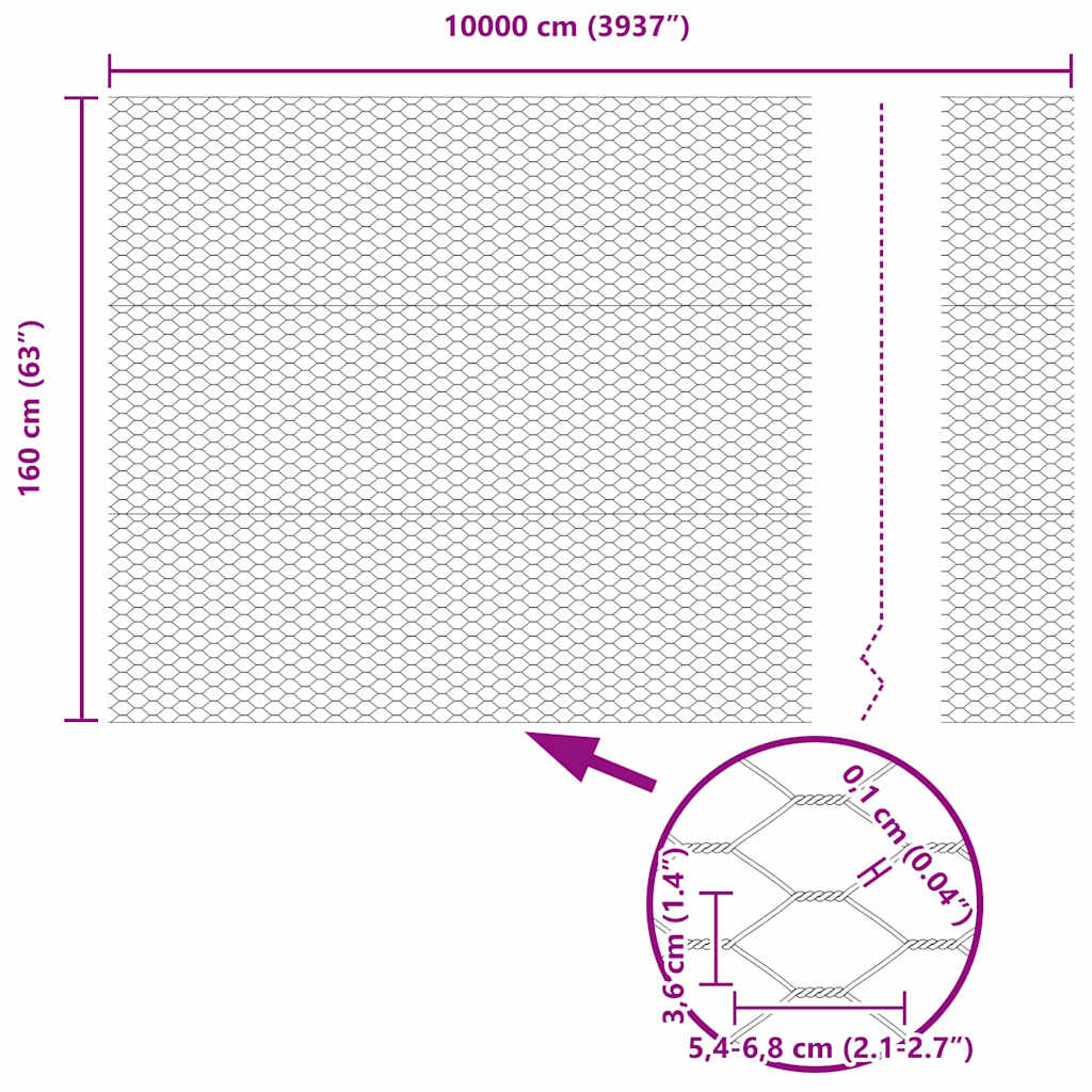 Hexagonzaun Grün 1,6 x 100 m PVC