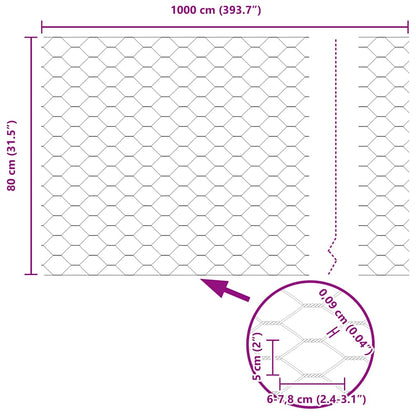 Hexagonzaun Grau 0,8 x 10 m PVC