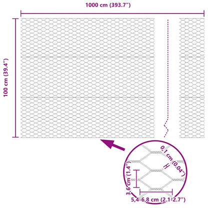 Hexagonzaun Grau 1 x 10 m PVC