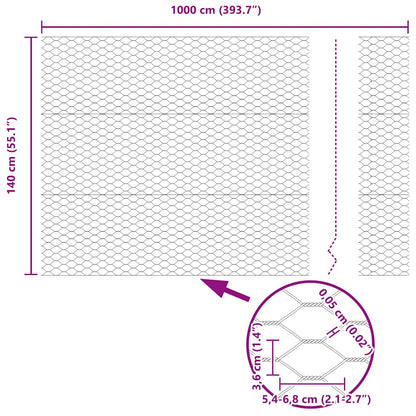 Hexagonzaun Silber 1,4 x 10 m Verzinkter Stahl